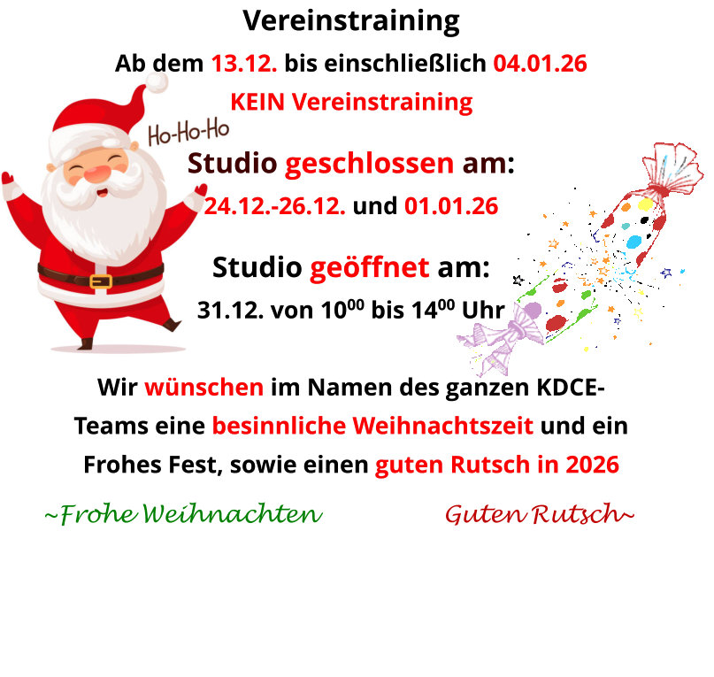 Öffnungszeiten über Weihnachten und Neujahr